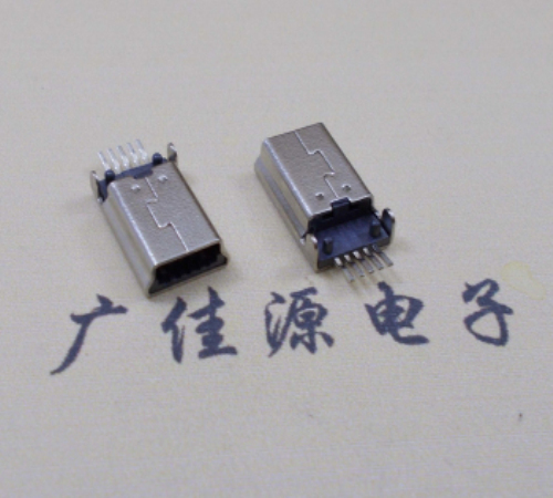 福州MINI USB公头 5pin端子贴板带柱 10.7mm体长