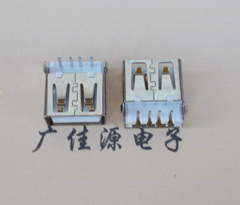 福州USB母座接口 AF90度沉板1.9引脚4P插件白胶芯直边
