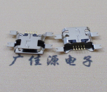 福州镀镍Micro USB 插座四脚贴 直边沉板1.6MM尺寸结构