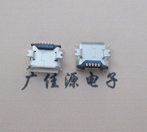 福州Micro USB 5PIN接口,B型垫高0.9mm鱼叉脚贴片雾锡卷边