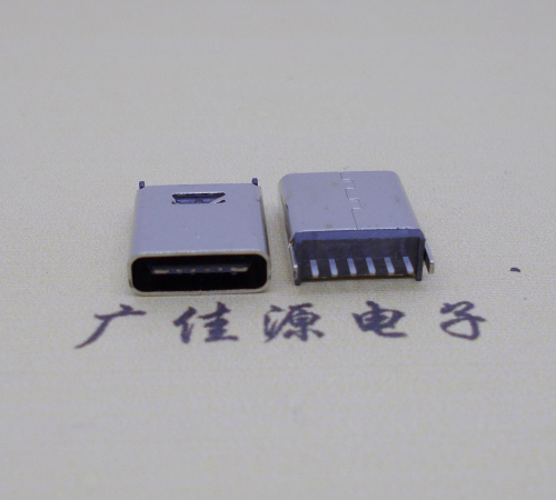 福州直立式插板Type-C6p母座连接器高H=10.0mm