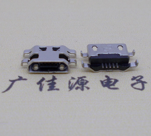福州micro usb5p连接器 反向沉板1.6mm四脚插平口