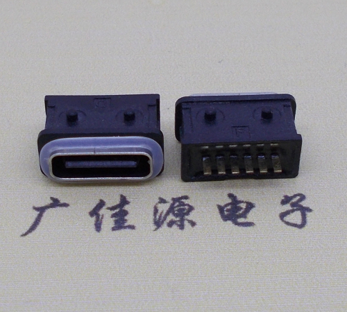 福州防水type-c6p母座立式直插带定位住连接器