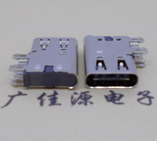 福州侧插USB3.1接头座子.90度type-c母座.6p侧插连接器