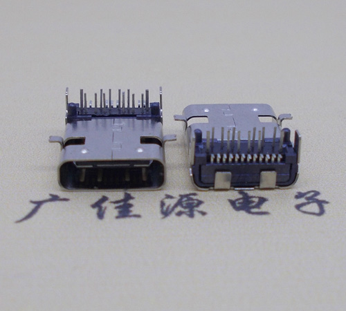 福州板上型type-c24p母座前插后贴，卧式type-c连接器