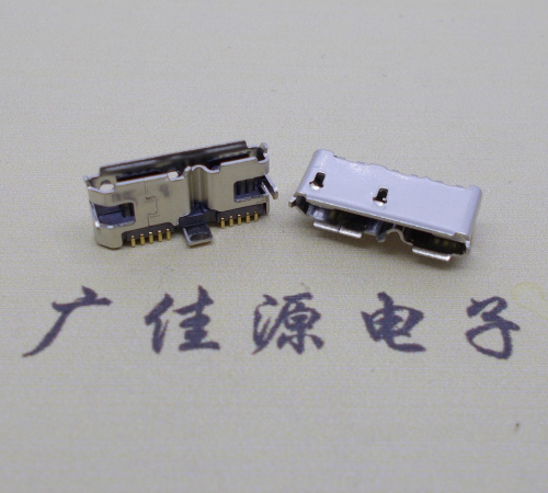 福州 双接口micro usb3.0母座有卷边10pin三个固定脚插板