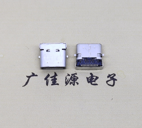 福州type c24p板上双壳连接器接口 DIP+SMT L=10.0脚长1.6母头